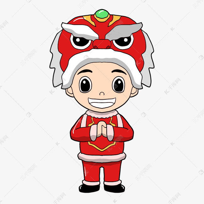 手绘卡通拜年小孩插画