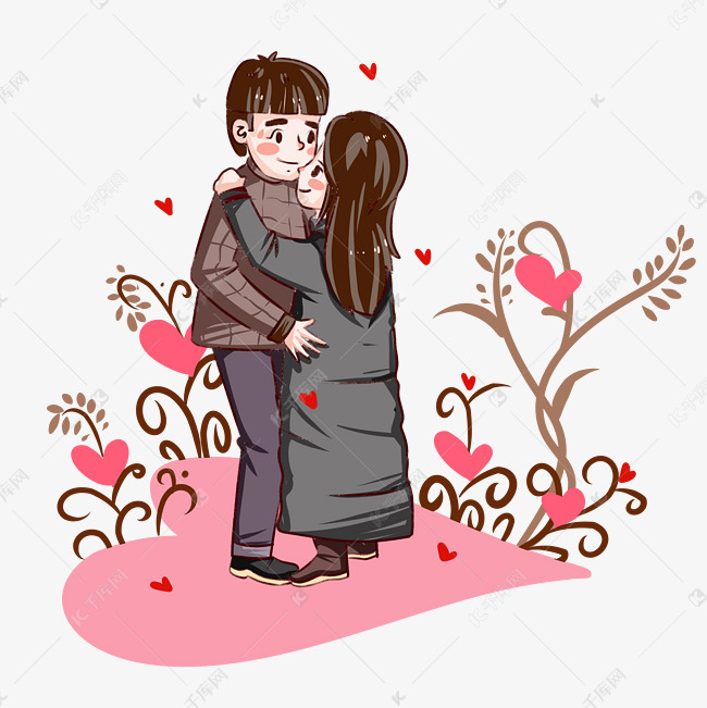 情人节小夫妻手绘插画