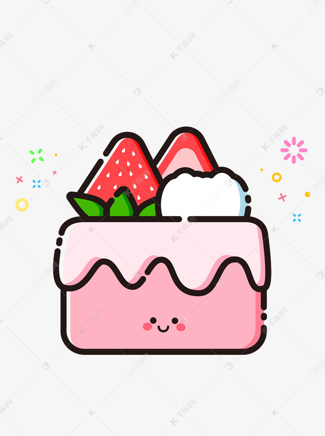 mbe风格卡通可爱水果奶油蛋糕