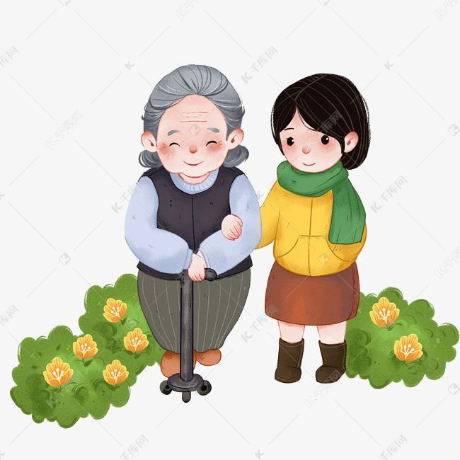 社区志愿者帮助老人插画