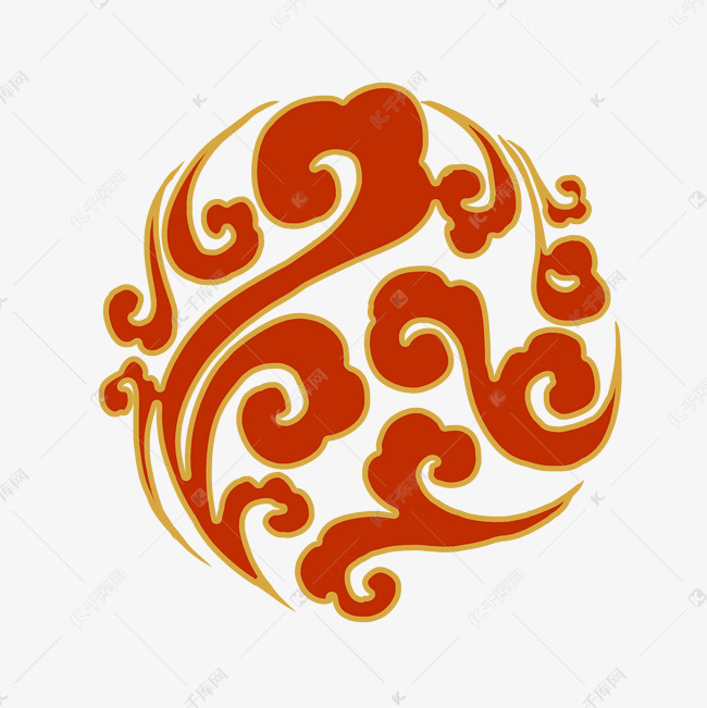红色的圆形祥云插画