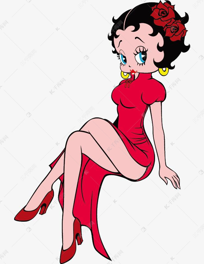 可爱卡通人物穿旗袍的性感女孩