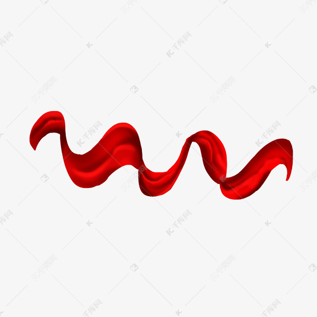 波折的红色丝带插画