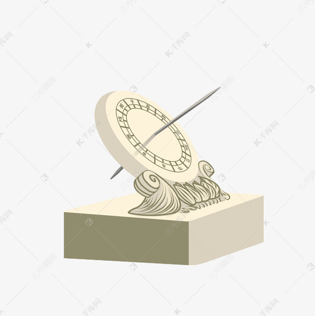 古代计时日晷手绘插画