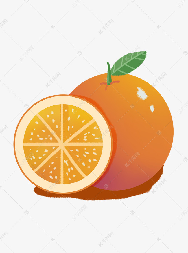 手绘可爱黄色橙子元素