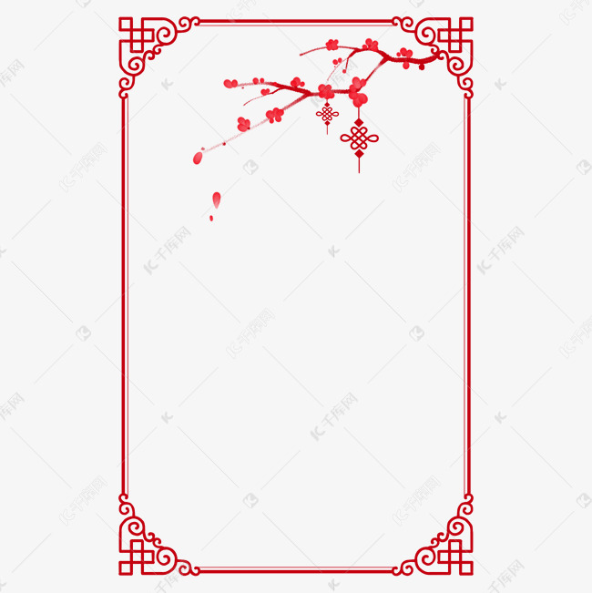 古典边框中国风梅花中国结背景素