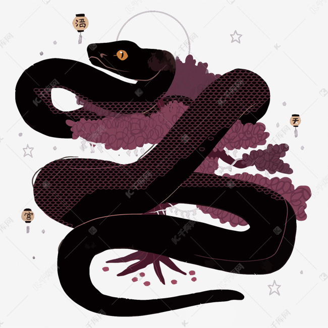 矢量黑蛇的素材免抠蛇黑色矢量蛇卡通手绘蛇免扣png图