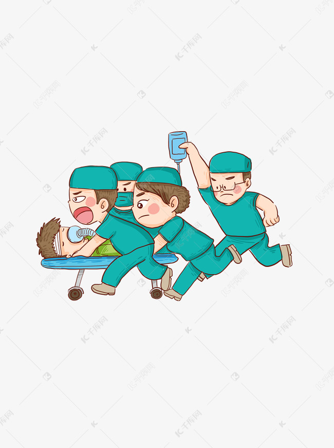 快速推单架急救病人的医生和护士卡通元素素材图片-千