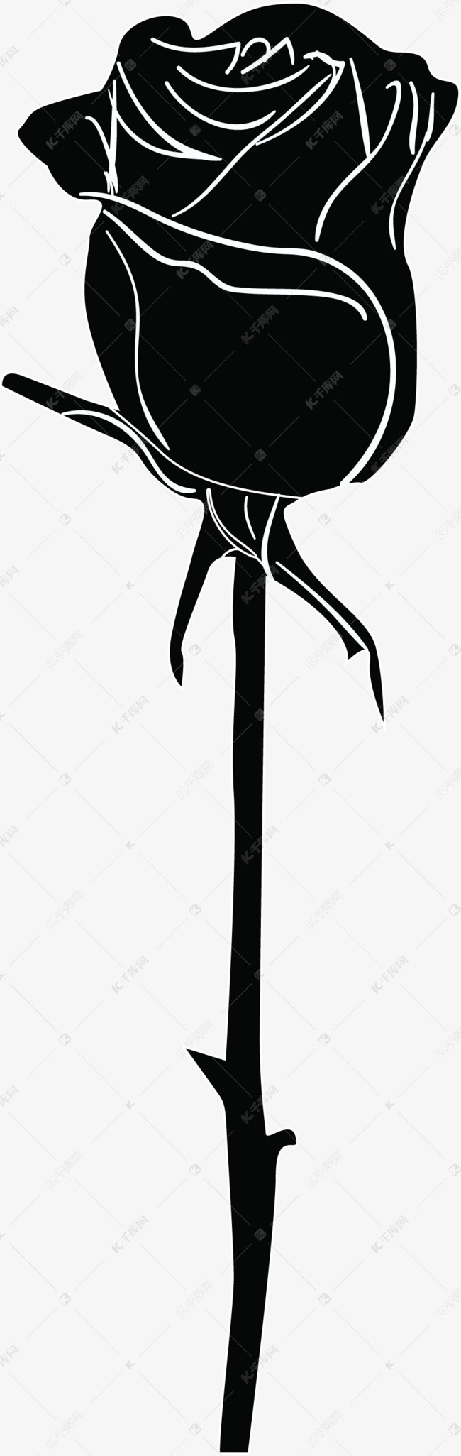 手绘矢量玫瑰花素材