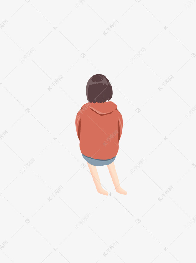 穿卫衣的小女孩人物背影设计