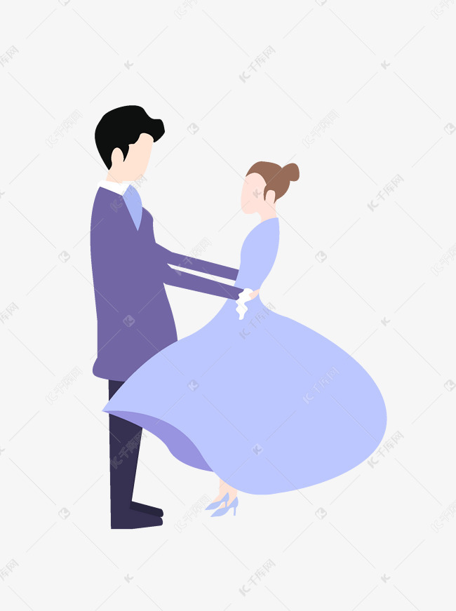 手绘男孩卡通搂着女孩原创跳舞女生qq元素头像动漫侧脸图片