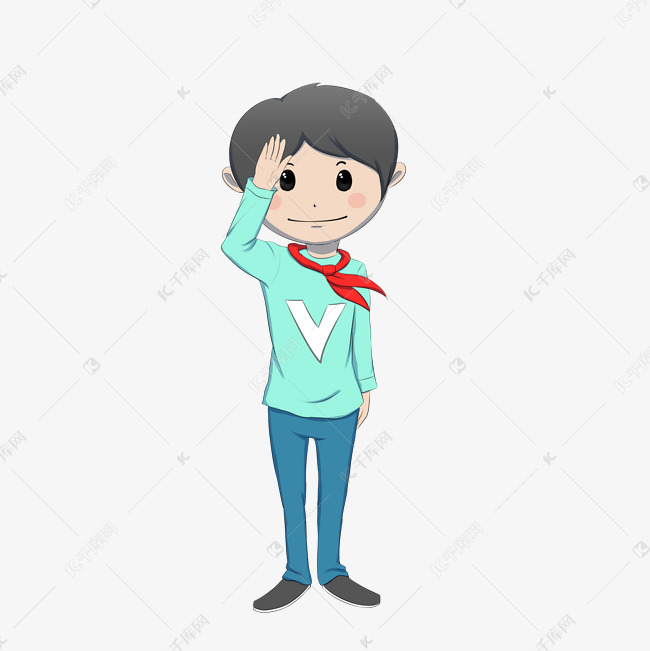 敬礼的少先队人物插画