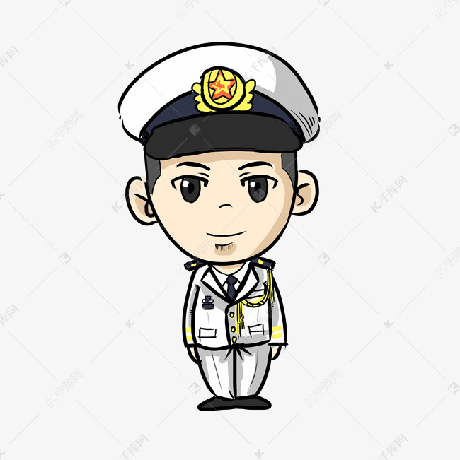 手绘卡通立正军姿