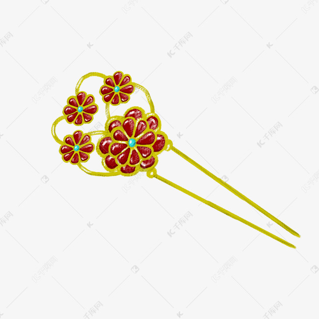 佩戴金发簪古代用品插画