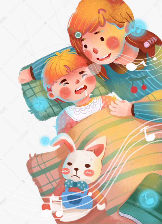 温馨母婴主题卡通插画