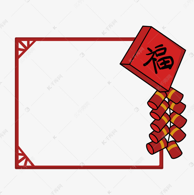 新年红色鞭炮边框