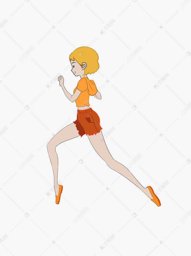 短发运动跑步跳跃的女孩素材图片免费下载-千库网
