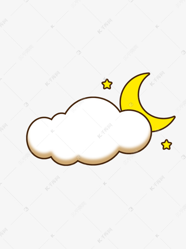 卡通可爱天气云朵月亮白云星星云