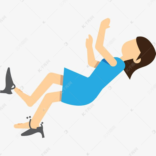卡通摔倒女孩