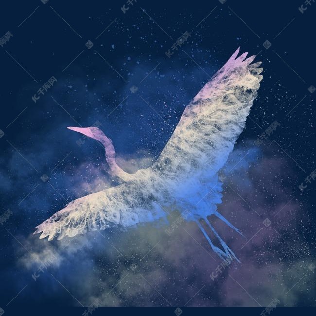 梦幻风格手绘白鹭免抠图