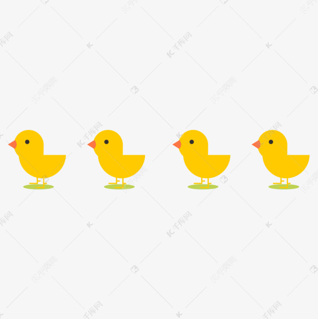 可爱小黄鸡排队简笔画