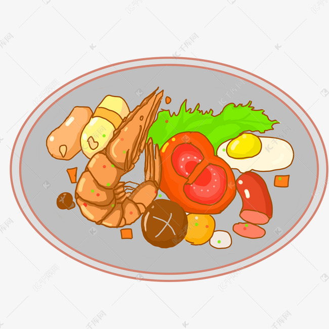 餐饮美食自助餐插画