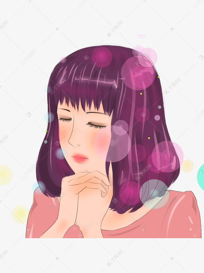 唯美卡通许愿少女和泡泡设计