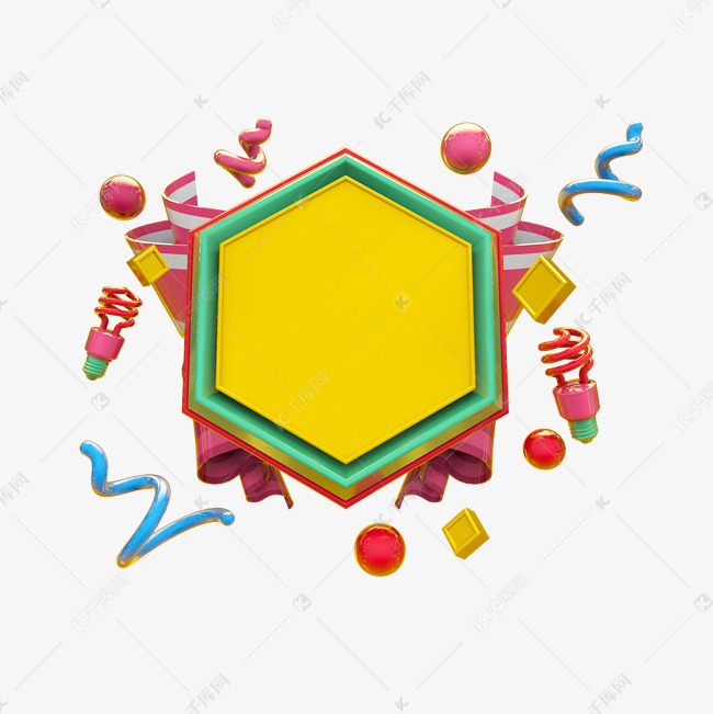 菱形卡通背景板c4d电商装饰元素