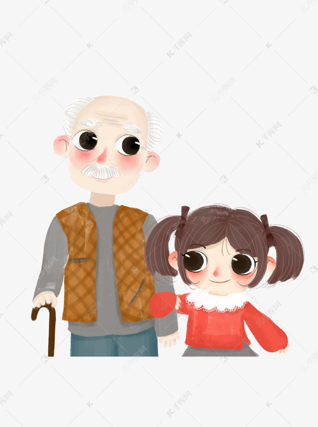 重阳节老爷爷和他的孙女可商用元