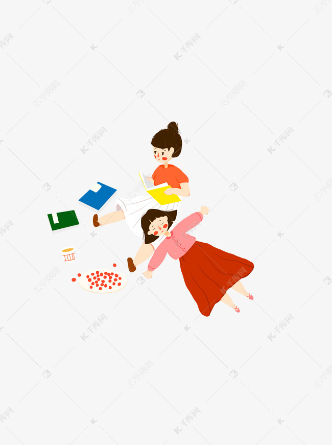 手绘小姐妹俩人物设计