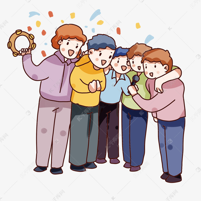 手绘卡通朋友聚会