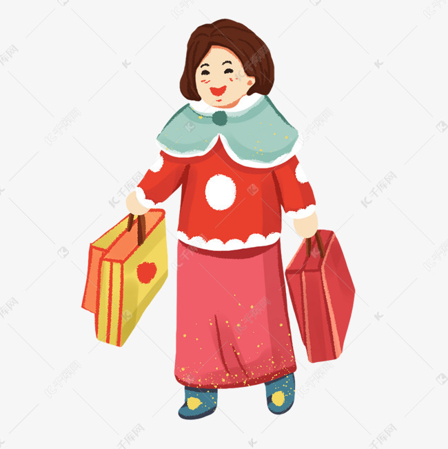 购物节买东西时尚大妈免扣素材