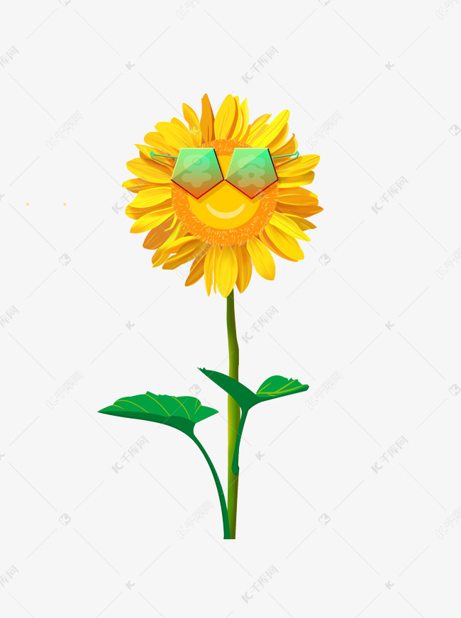 戴墨镜的太阳花彩色设计可商用元