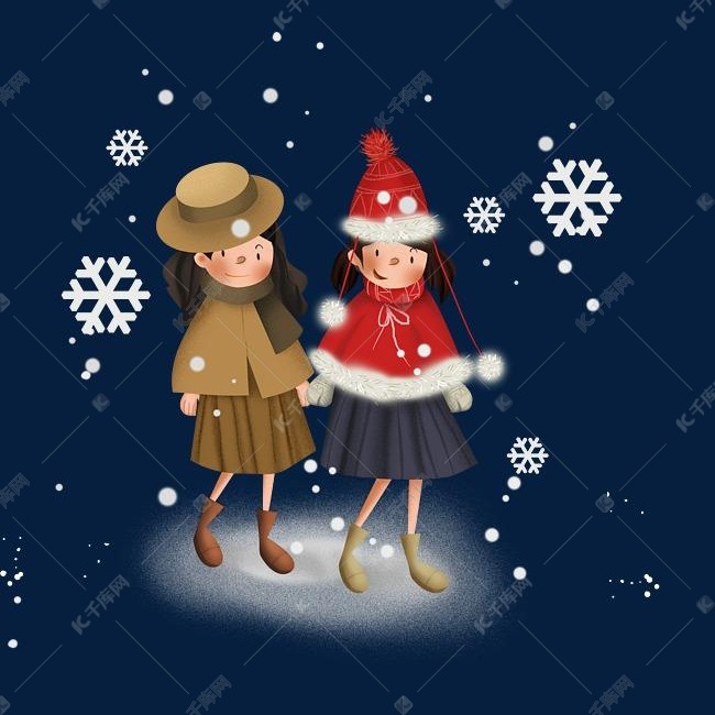 冬季系列下雪天的少女