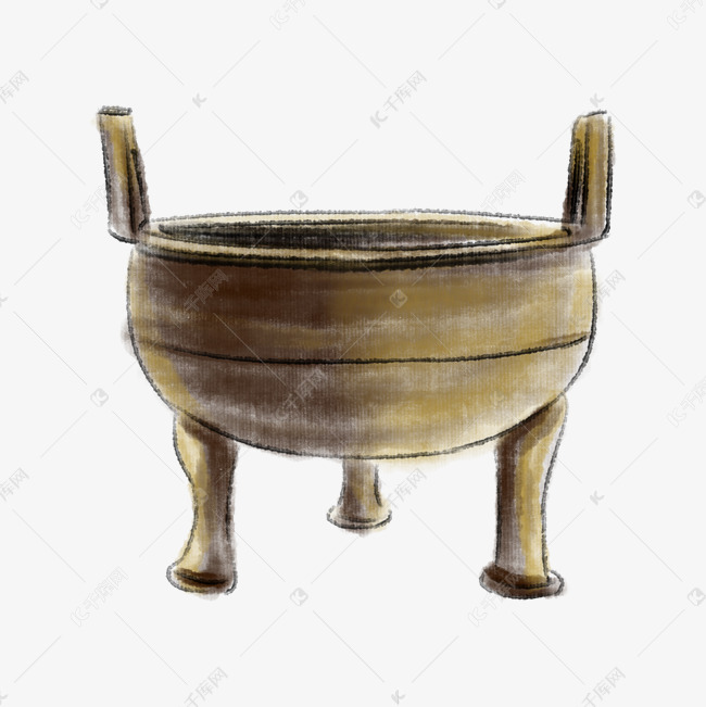 手绘卡通古代鼎插画