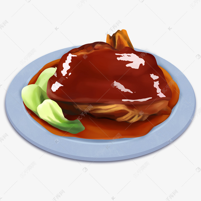 红烧肘子手绘插画素材