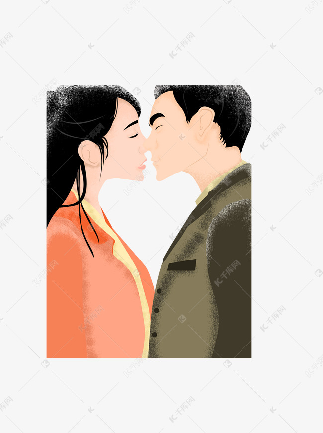 接吻男女图案元素