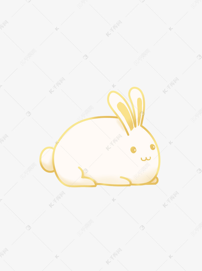 中秋节赏月趴着的兔子玉兔卡通金