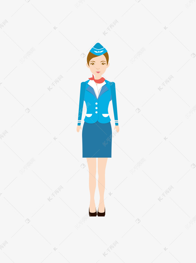 卡通手绘空姐矢量图