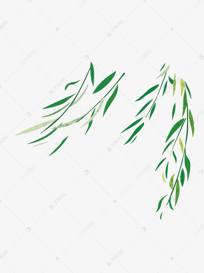 绿色飘零柳叶元素设计