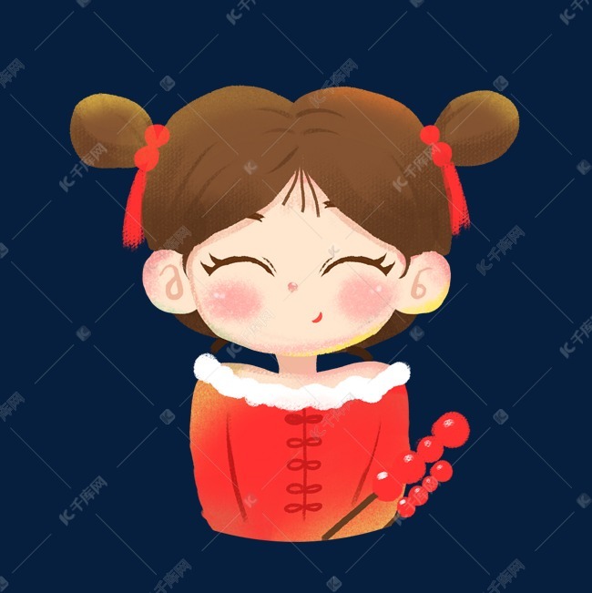 卡通手绘中国娃娃女孩