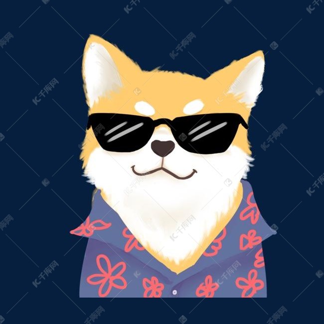 手绘可爱宠物柴犬