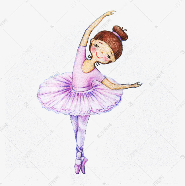 手绘可爱的芭蕾舞女孩插画免抠