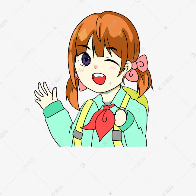 可爱眨眼睛穿着校服的女孩