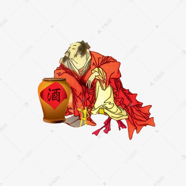 手绘古风人物酒坛