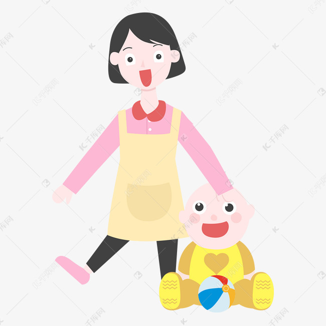 卡通母婴亲子插画