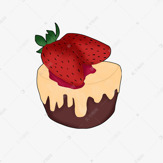 手绘美食草莓巧克力蛋糕插画