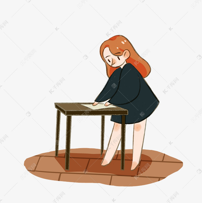 大扫除擦桌子小女孩可爱手绘风美