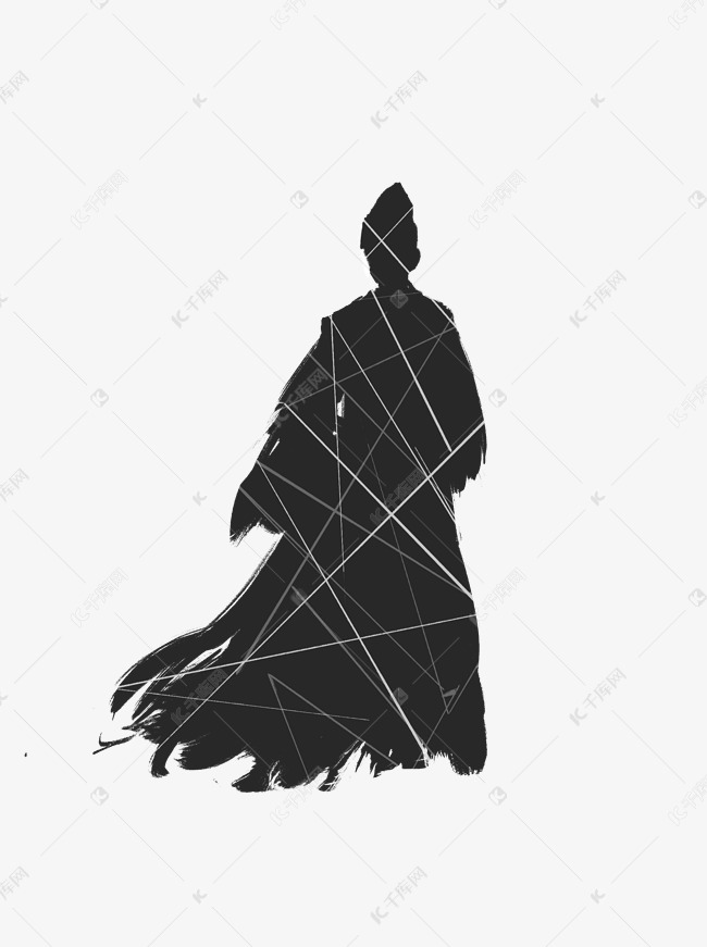 金庸武侠主题之古风手绘东方不败剪影元素素材图片免费下载-千库网