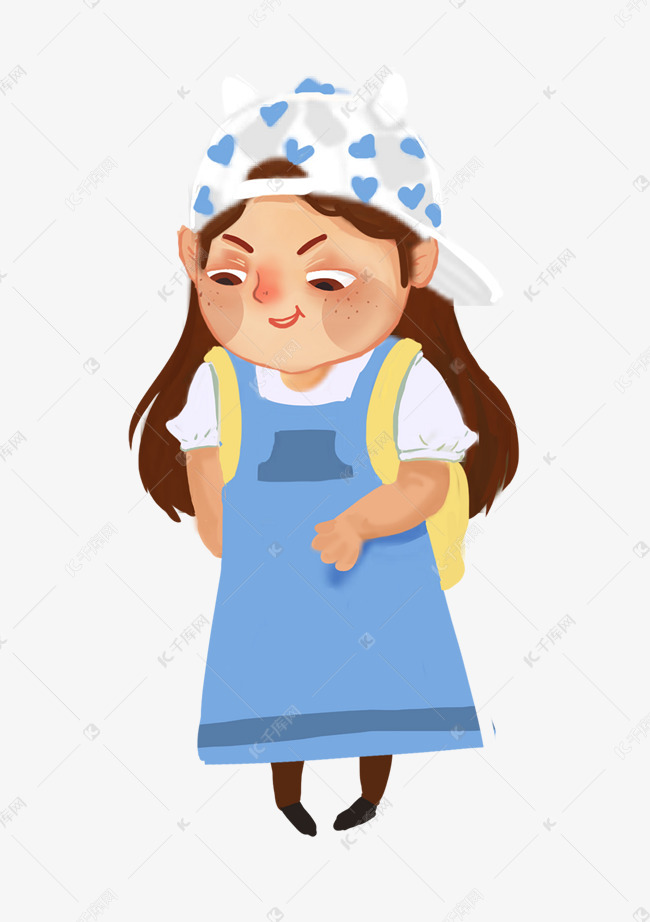 卡通手绘胖胖的小女孩